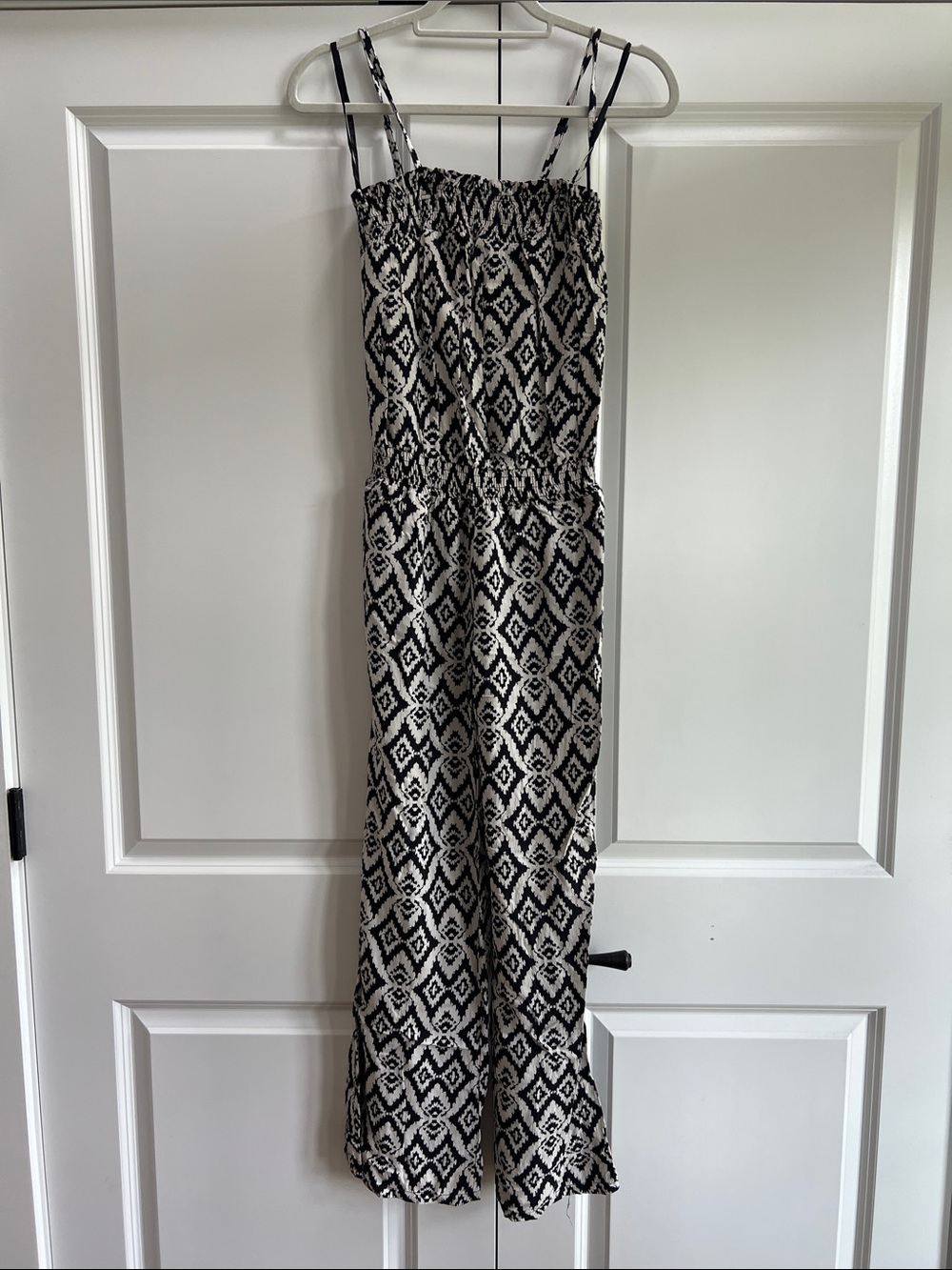 INC International Concepts Black and White Geometric Strap Jumpsuit